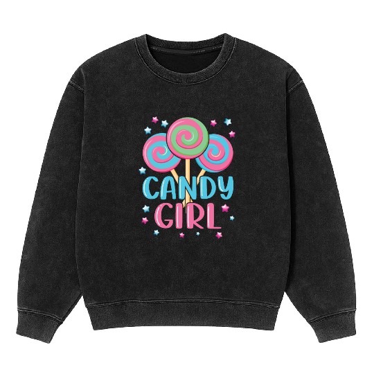 Cute Lollipop Candy Girl Design 01 Mineral Wash Sweatshirts
