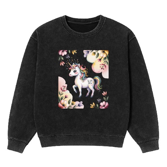 Believe in Magic – Cute Rainbow Unicorn Fantasy Mineral Wash Sweatshirts