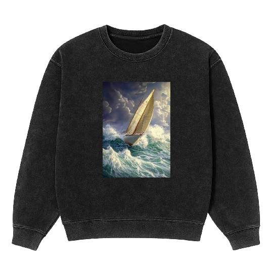 Wild Sailing Through the Storm Mineral Wash Sweatshirts