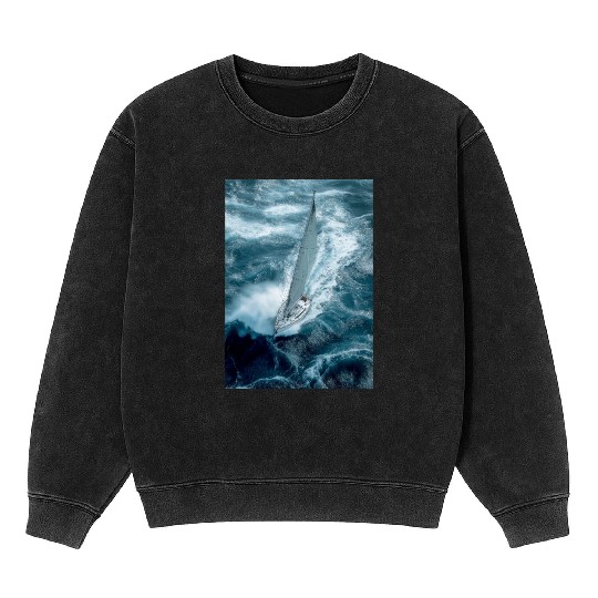Fearless Voyage in Turbulent Waters Mineral Wash Sweatshirts