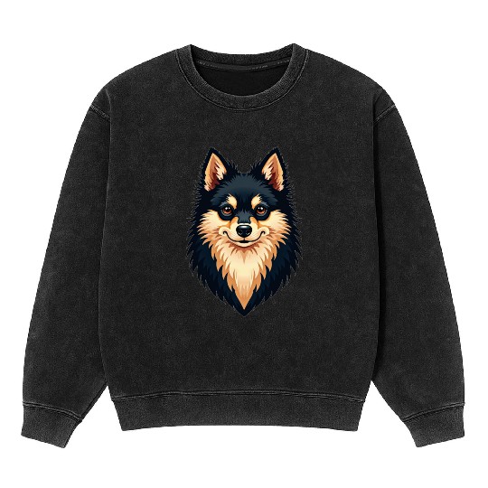 “Pomeranian” – Bold & Beautiful Dog Illustration Mineral Wash Sweatshirts