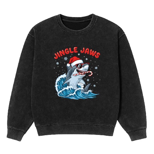 Jingle Jaws – Christmas Holiday with Bite Design Mineral Wash Sweatshirts