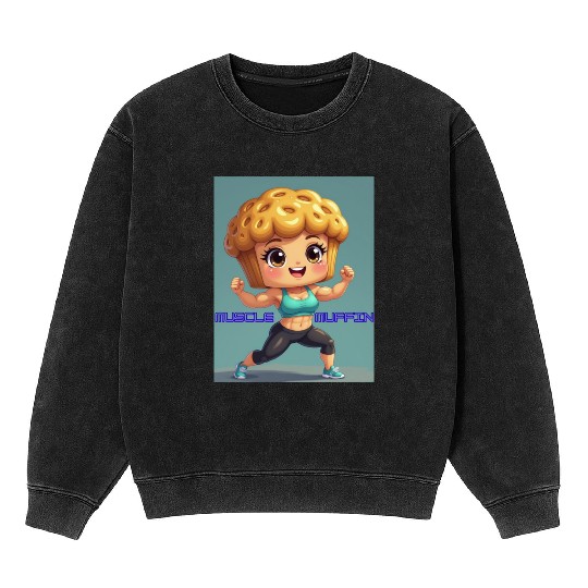 MUSCLE MUFFIN-Muscle Pose Mineral Wash Sweatshirts