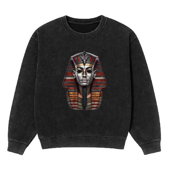 Ancient Egyptian Funerary Mask With Silver Face Mineral Wash Sweatshirts