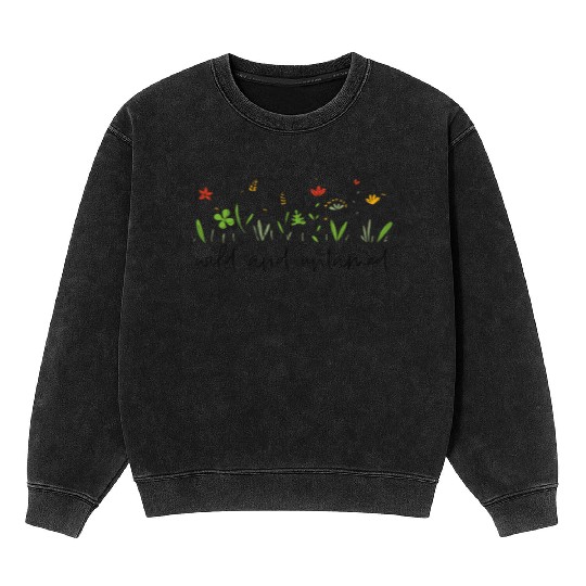 wild and untamed wildflowers nature Mineral Wash Sweatshirts