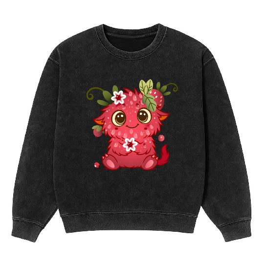 Cute Monster in Raspberry Design Mineral Wash Sweatshirts