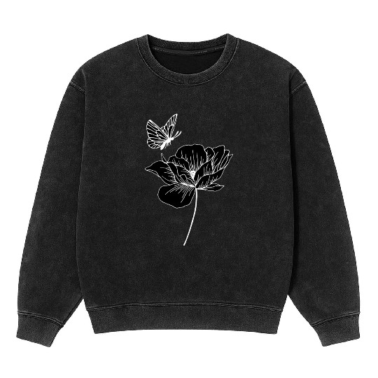 Dark of beauty flower & butterfly Mineral Wash Sweatshirts