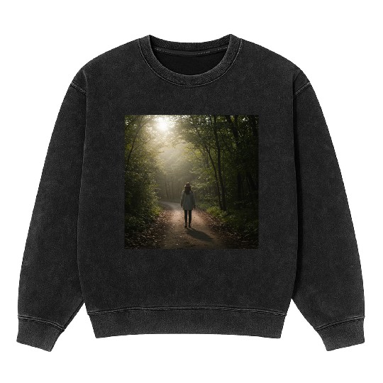 Enchanted Forest Path Illustration Mineral Wash Sweatshirts