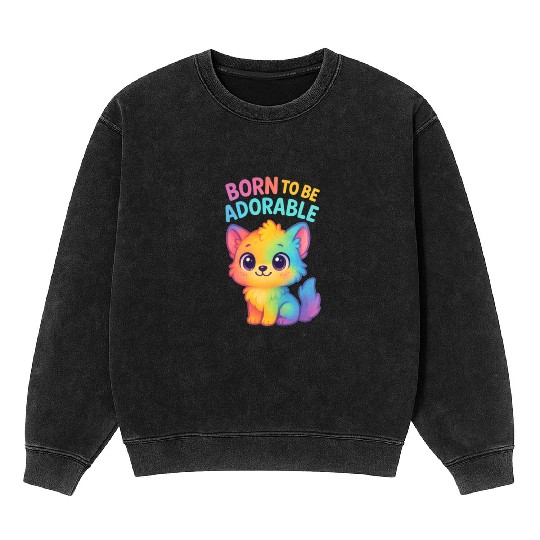 Rainbow Adorable Puppy Illustration Mineral Wash Sweatshirts
