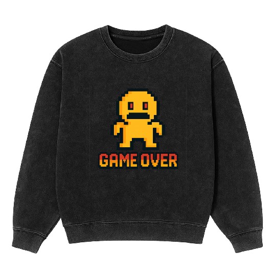 Retro Pixel Game Over – 8-Bit Character Design Mineral Wash Sweatshirts