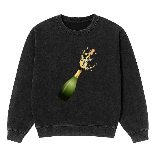 A champagne bottle – for New Year's Eve & parties Mineral Wash Sweatshirts