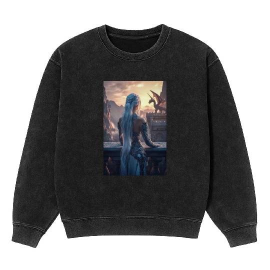 Dragon Queen at Sunset Mineral Wash Sweatshirts