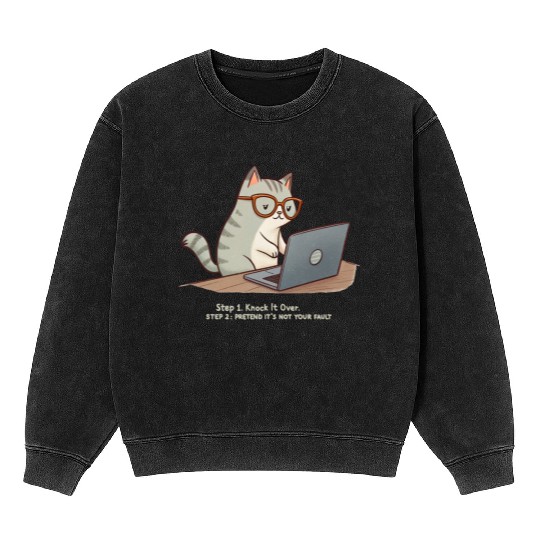 Keyboard Warrior Cat Mineral Wash Sweatshirts