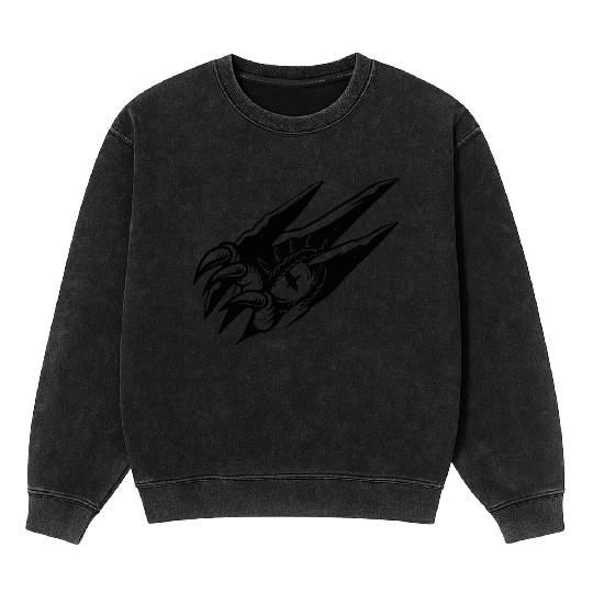 Dark Dragon Claw Emblem Print Mineral Wash Sweatshirts