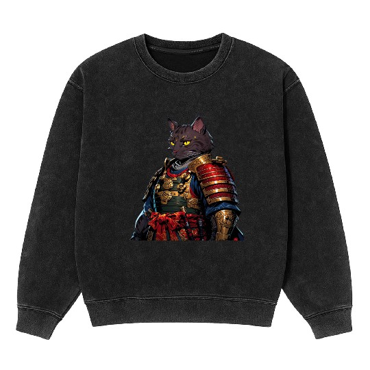 Warrior Cat in Armor Artwork Mineral Wash Sweatshirts