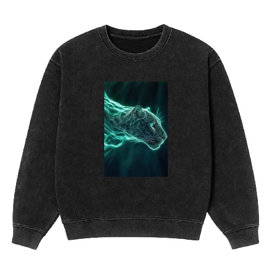 Neon Jaguar Spirit Form Mineral Wash Sweatshirts