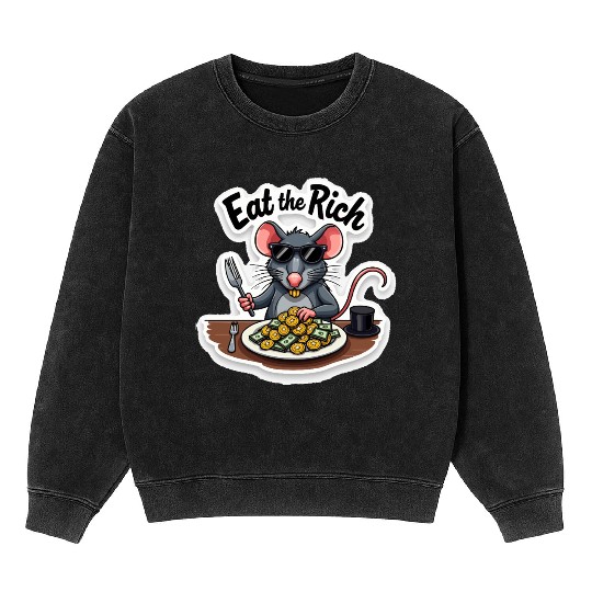 Eat the Rich Rat – Street Rebellion Mineral Wash Sweatshirts