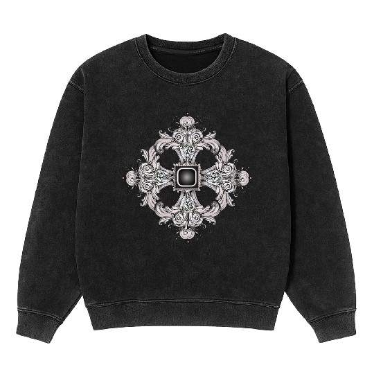 Arabesque Ornament with a Baroque Flair in Gray Mineral Wash Sweatshirts