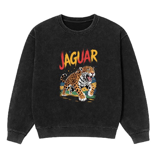 Vivid Jaguar Bold Print Mineral Wash Sweatshirts