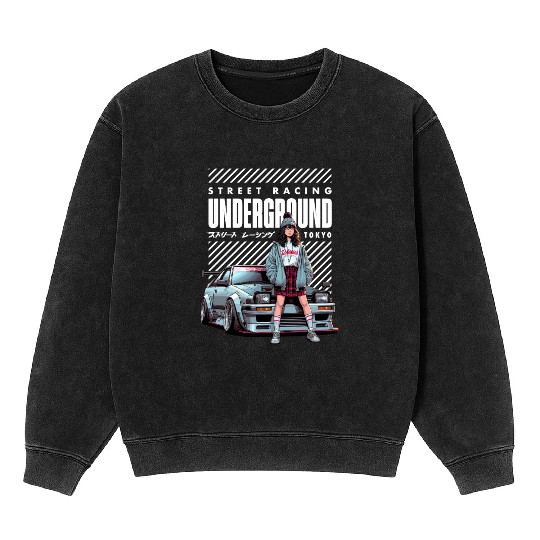 Japanese Underground Street Racing - JDM Car Mineral Wash Sweatshirts