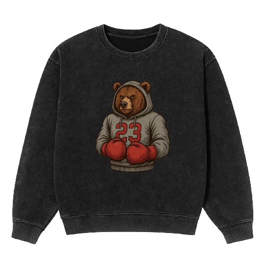 Bear 23 Boxing Mineral Wash Sweatshirts Grizzly Gym Fighter Mineral Wash Sweatshirts