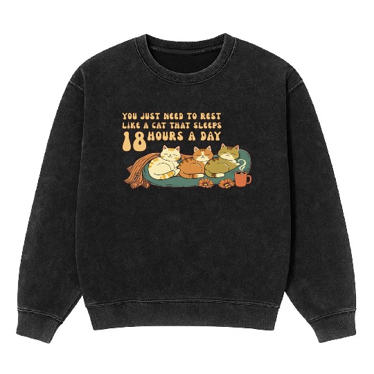 Relaxing Cat Nap Quote Design Mineral Wash Sweatshirts