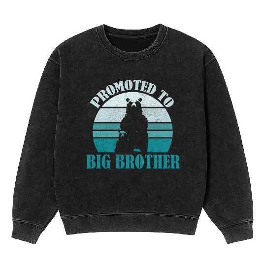 Promoted to Big Brother Bear Design Kids Toddler Mineral Wash Sweatshirts