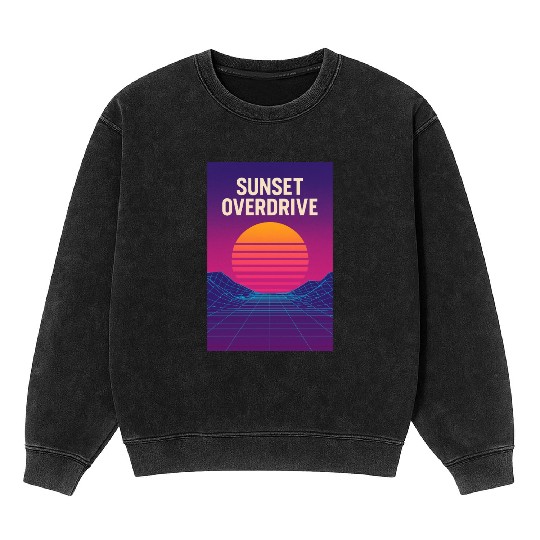 Sunset Overdrive – Vaporwave Summer Vibes Mineral Wash Sweatshirts