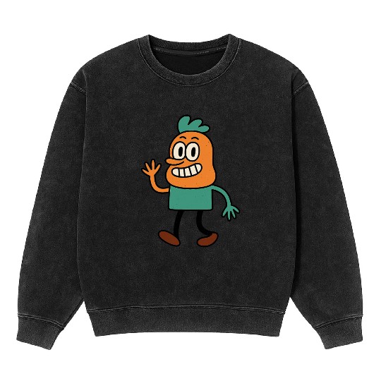 Whimsical Carrot Character Illustration Mineral Wash Sweatshirts