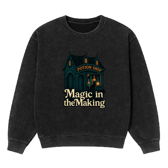 Potion Shop Witchcraft Design Mineral Wash Sweatshirts