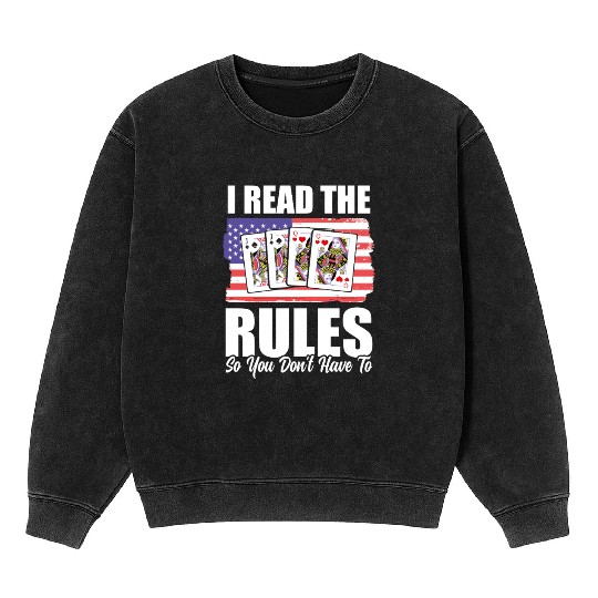USA Flag Pinochle Rules Patriotic Card Games Mineral Wash Sweatshirts