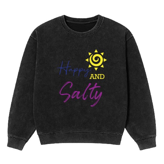 Happy & Salty Sun Design Mineral Wash Sweatshirts