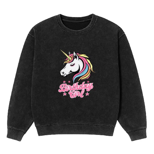 Sparkling Rainbow Unicorn Birthday Mineral Wash Sweatshirts