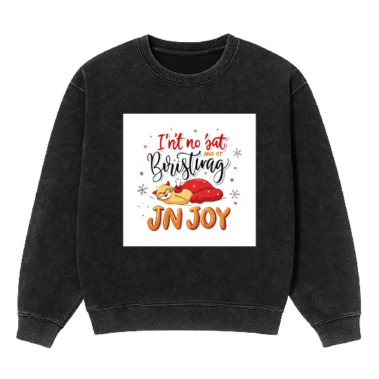 Festive Cat Joy Christmas Design Mineral Wash Sweatshirts