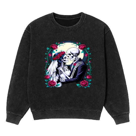 Bride and Groom Eternal Love Romantic Wedding Mineral Wash Sweatshirts