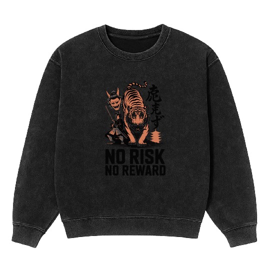 Samurai and Tiger no risk no reward Mineral Wash Sweatshirts