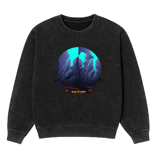 Royal Blue Lightning Mineral Wash Sweatshirts