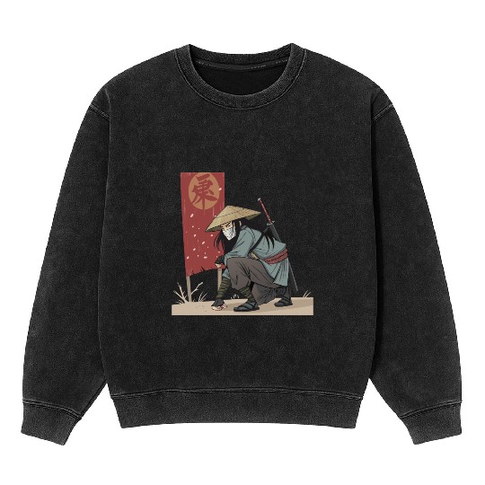 Ronin Samurai Warrior – Japanese Bushido Art Desig Mineral Wash Sweatshirts