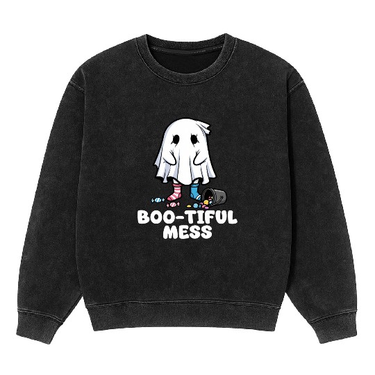 BOO-TIFUL MESS - GHOST HALLOWEEN Mineral Wash Sweatshirts