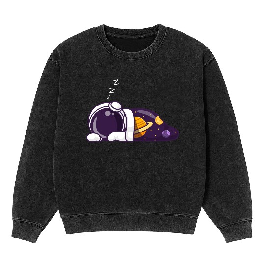 Space Dreamer Sleep Illustration Mineral Wash Sweatshirts