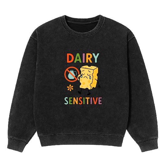 Dairy Sensitive Sad Cartoon Design Mineral Wash Sweatshirts