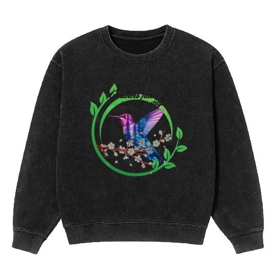 Vibrant Hummingbird and Blossoms Design Mineral Wash Sweatshirts