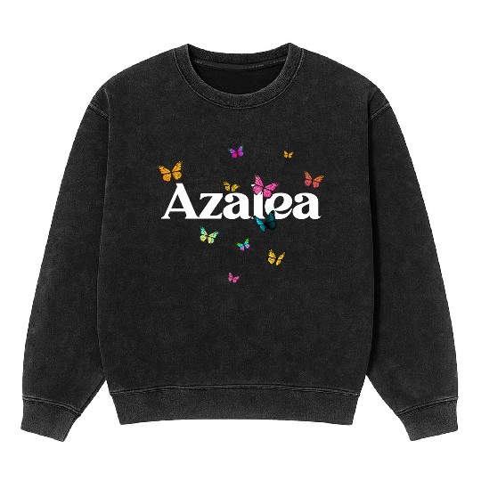 AZALEA - beautiful girl name with cute butterflies Mineral Wash Sweatshirts
