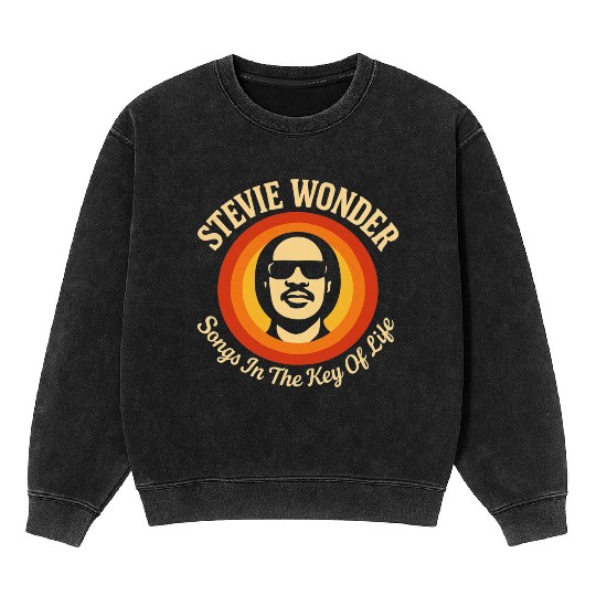 Stevie Wonder Mineral Wash Sweatshirts rtro vintage Songs in the