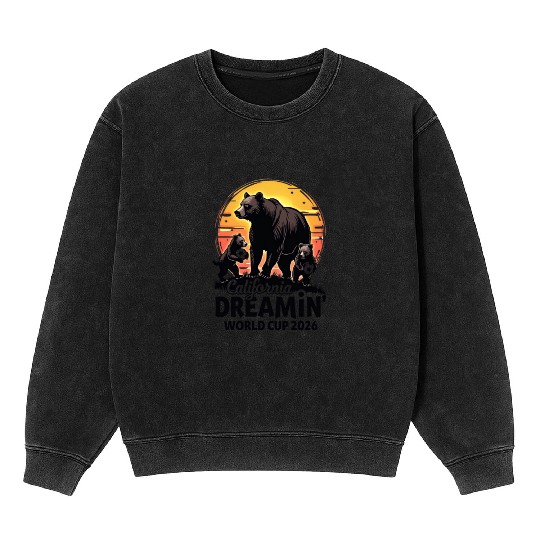 California Dreamin’ – World Cup 2026 Soccer Bear F Mineral Wash Sweatshirts