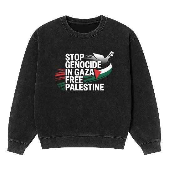 Free Palestine Now – End Genocide in Gaza Mineral Wash Sweatshirts