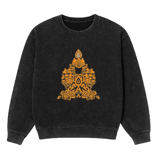 Boho Paisley Triangle • Ethnic Floral Vibe Mineral Wash Sweatshirts