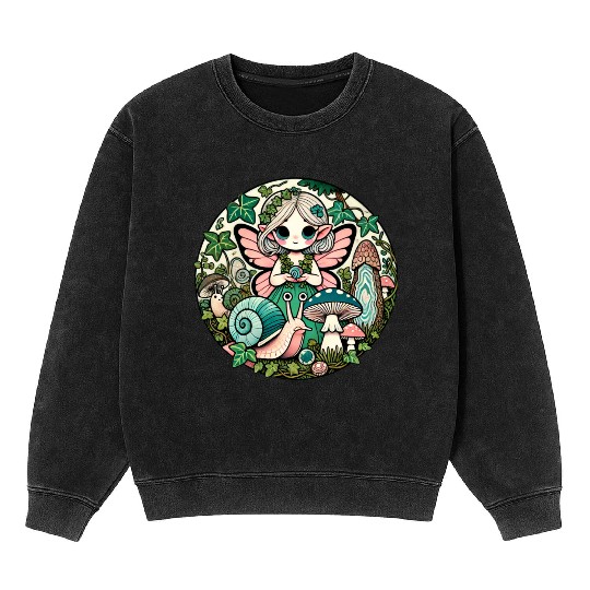 Enchanted Forest Fairy Illustration Mineral Wash Sweatshirts