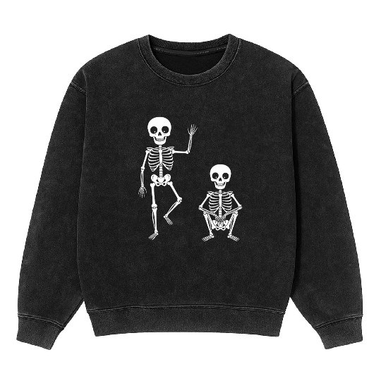 Funny Halloween Skeleton Spooky Season Cute Ghost Mineral Wash Sweatshirts