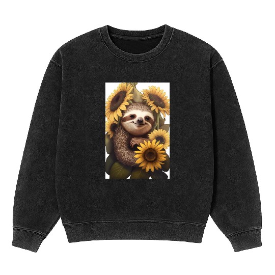 Sunflower Sloth Embrace Mineral Wash Sweatshirts Design